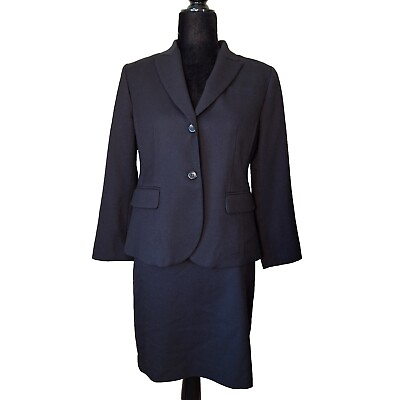 #ad Vtg 90s Y2K Pendleton Mini Skirt Suit Black Wool Petite S M 6 Career Business $59.99