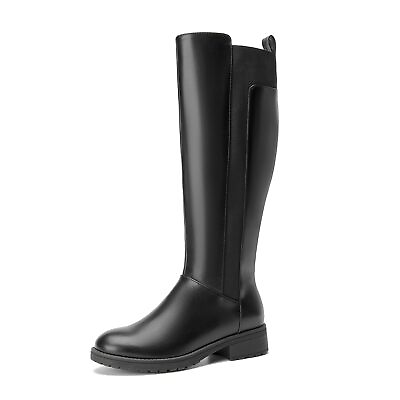 #ad SelenePair Women#x27;s Flat Low Heel Knee High Boot Fashion Extra Wide Calf Boots... $61.49