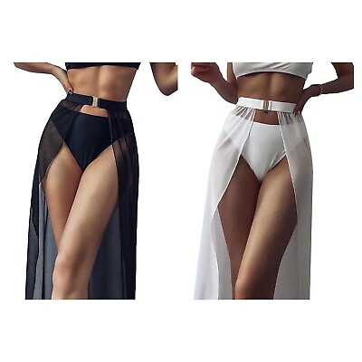 #ad Women Swimwear Belted Skirt Bikini Coverup Maxi Cover Ups Sun Protective Sheer $10.69