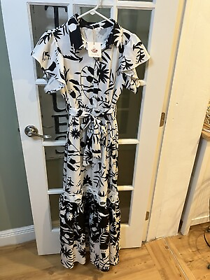 #ad BCBE Dress By Elias Negro Black amp; White Sz M Maxi Boutique Side Zip Pin Up $44.99