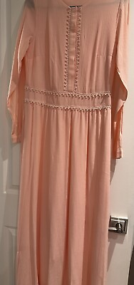 Long Sleeve Maxi Dress In Peach Color $50.00