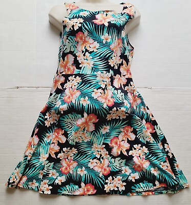 #ad Pink Victoria’s Secret Tropical Palm Print Floral Sun Dress Women#x27;s Sz L $8.99