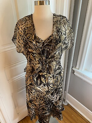 #ad ROBBIE BEE COCKTAIL 2 PEICE DRESS WITH SEQUIN amp; SHIMMER SIZE12P BLACK MULTI $39.99