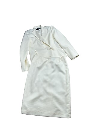 #ad Jones Wear Skirt Suit Women’s 8 Woven Bow Off White Classic EUC $39.99