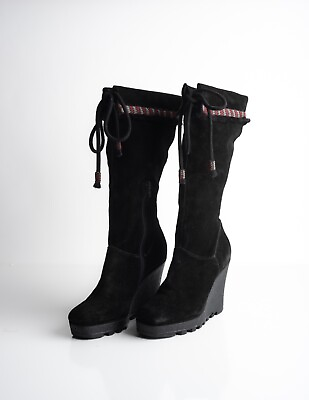 #ad Diane von Furstenberg DVF Womens Boots Black Suede Jimson Platform Wedge US 9 $55.99