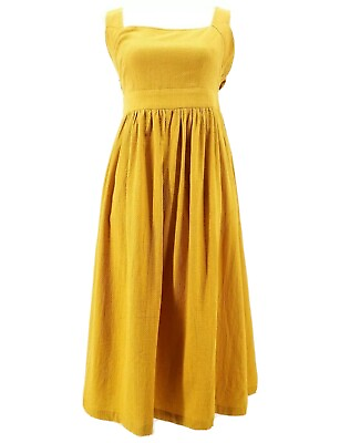 #ad NUMPH Criss Cross Back Strap Mustard Yellow Summer Dress XS $9.50