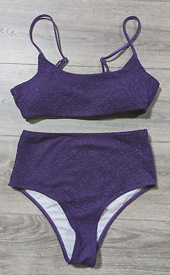 #ad ROMWE Bikini Set Adult Medium Purple Textured 2 Piece Womens $10.50