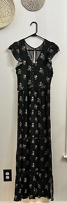 #ad American Eagle Maxi Dress Size Small Tiered Lace Floral Pattern $19.00