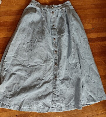 #ad Vintage City Girl Sport Denim Skirt Long Highwaisted western prairiecore modest $25.00