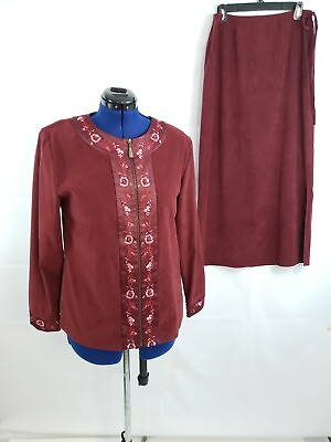#ad Christine Thomson women#x27;s Burgundy 2 Piece Skirt Suit Separates Medium X75 $14.99