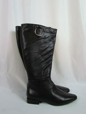 #ad NWOB Naturalizer Leather Black Flat Boot Sz 6.5 Wide Calf Zipper Side $104.54