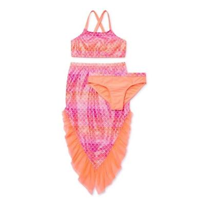 #ad Wonder Nation Girls Multicolor 3 Pc Bikini Swimsuit Cover up Set Sz XL NWOT $23.00