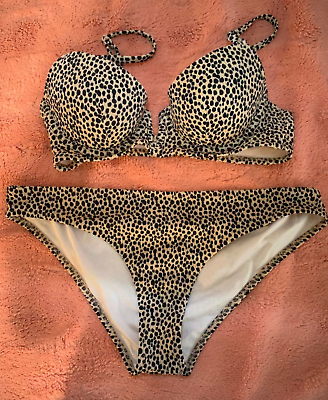 #ad Shade amp; Shore Leopard Print Bikini 2 piece Size 32B and Small $10.99