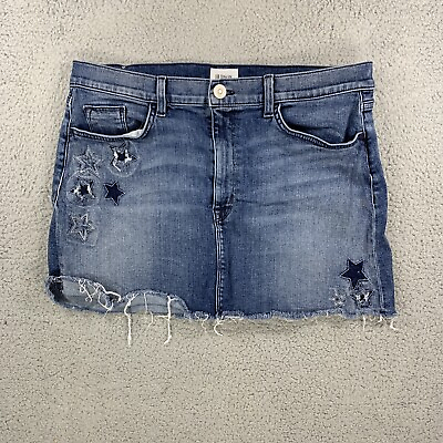 #ad Hudson Denim Skirt Long Blue Distressed Cutoff Women’s Size 31 Star Stitched $16.99