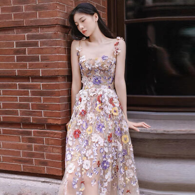 #ad #ad Women Embroidery Lace Floral Spaghetti Strap Prom Party Cocktail Dresses $94.79
