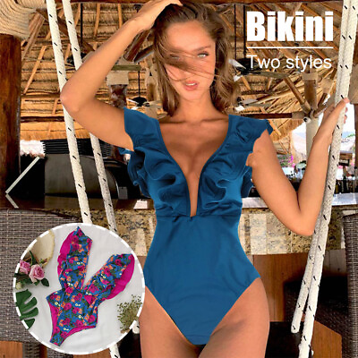 #ad Sexy V Neck Swimwear Female Swimsuit One Piece Bathing Suit Bikini bejrz $18.19