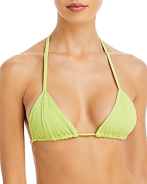 #ad Frankies Bikinis Women#x27;s Textured Swim Top Separates Swimsuit M Kiwi $39.99