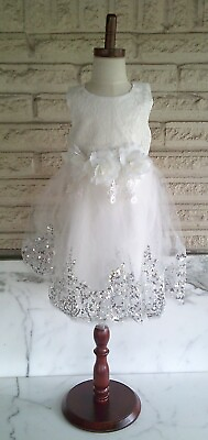 #ad European style girl wedding dress birthday party tutu WHITE dresses for 2 3 yr $21.99