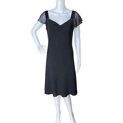 #ad Jones New York Crepe Square Neck Midi Cocktail Dress Size 10 Black $19.89