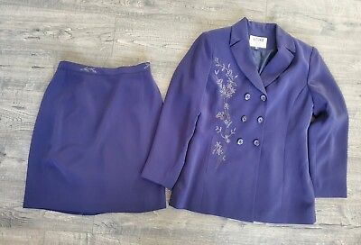 #ad Kasper Skirt Suits Women#x27;s Size 6P Purple Flower Detail $45.00