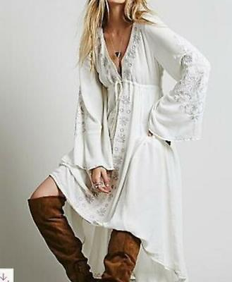 #ad Women Ethnic Embroidered Dresses Tunic Hippie Boho Long Maxi Dress Cotton Dress $41.64
