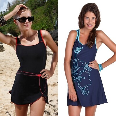 #ad #ad Ladies Skirted Swimwear Bathing Suit Swimdress Women One Piece Swimsuit Bathers AU $54.95