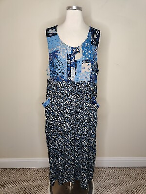 #ad Vtg Coldwater Creek Floral Maxi Dress Petite Large Buttons Modest Cottage $26.69