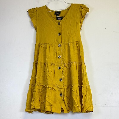 #ad By amp; By Girl Little amp; Big Girls Sleeve A Line Dress Size Medium 10 12 Mustard $23.99