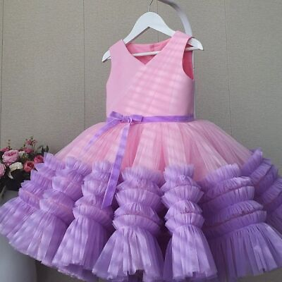 Princess Bowknot V Neck Dress Floral Patterned Cotton Lace Dresses For Girls New $46.79