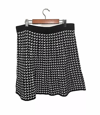 #ad #ad Max Studio Houndstooth A Line Short Skirt Size Large Black White $29.99