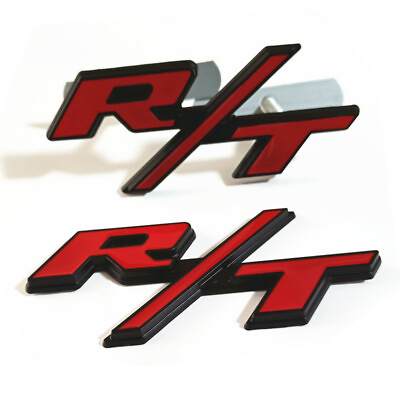 2X OEM For RT Front Grill Emblems R T Car Trunk Rear Badge Red Black Sticker $13.99