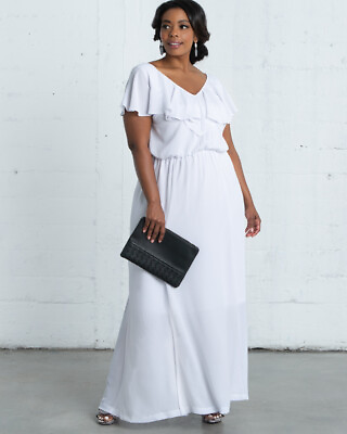 #ad Kiyonna Porcelain White Willow Maxi Dress Size 1X Orig $148 $79.98