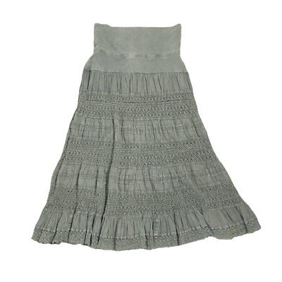 #ad #ad Vintage Y2K sage green crochet knit tiered midi skirt M $34.00