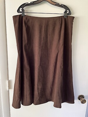 #ad Modest Skirt Women#x27;s Plus Size 18 Maxi Brown Soft Heavy Lined A line Casual Work $16.00