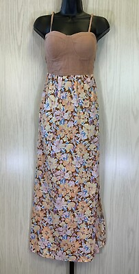 #ad Band of the Free Bustier Floral Maxi Dress Women#x27;s Size XS Brown NEW MSRP $89 $26.96