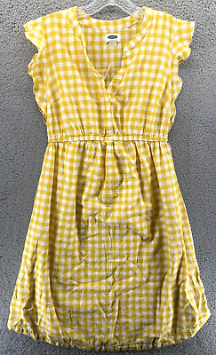 OLD NAVY Maternity Dress Womens Size Small Gingham Ruffle Yellow White Plaid NWT $14.99