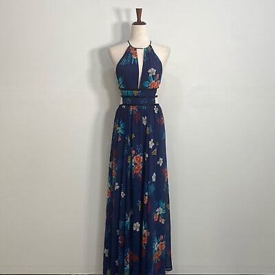 #ad Express Maxi Dress Floral Women#x27;s Small Blue $55.00