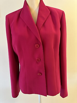 #ad Evan Picone 2PC Red Skirt Suit Size 14 No Pockets 3 Button Knee Length Slimming $25.00