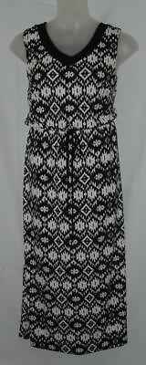 #ad Black amp; White Print Sz XL Sleeveless Stretchy Jersey Knit Casual Maxi Dress $17.00
