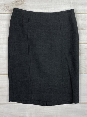 Ann Taylor LOFT Skirt Womens Sz 00P Petite Charcoal Gray Pencil Work Stretch $15.99