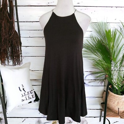 #ad NEW Black Dillards Women#x27;s Casual Lined Fun Halter Swing Dress Size Small NWT $17.50