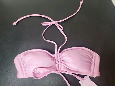 #ad Women#x27;s Halter Bandeau Bikini Top Wild Fable Shiny Pink Size XX Small 00 XXS $6.39