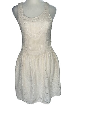 #ad Cute Zara trafaluc Feminine dress In Ivory Crochet Lace Size XS Racer Back Boho $22.00