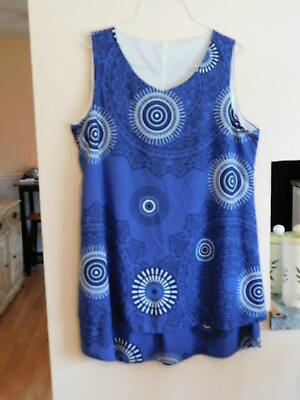 #ad Women#x27;s Size 18 5XL Blue amp; White Boho Sundress Summer Beach Dress New no Tags $11.06