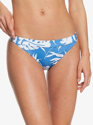 #ad Roxy Women#x27;s Blue Floral Love The Surfrider Swimwear Bikini Bottom Size XL $14.00