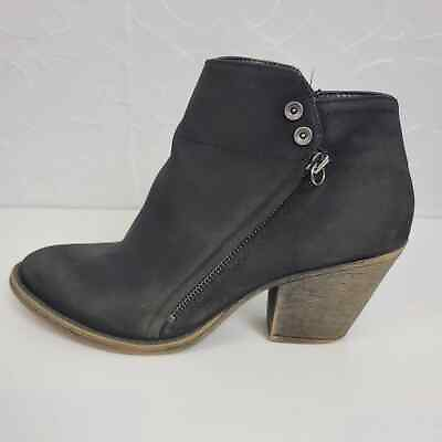 POP Founder Womens Boots Size 10 Black Vegan Leather Block Heels Ankle Booties $25.00