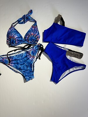 #ad 2 Set Bikini 2 Pcs Women’s Swimsuit Size Medium Sexy Blue $29.90