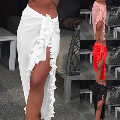 #ad Skirt Bikini Swimwear Dress Cover Up Sheer Wrap Ruffles Lady Women * $11.16