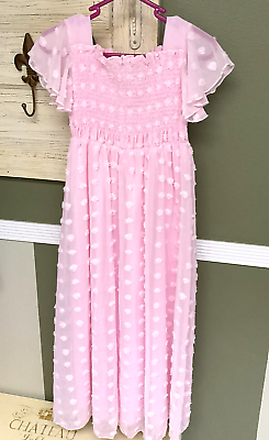 Spring Pom Pom Maxi Girls Frilly Dress with Flutter Sleeves Pink or Purple $13.50
