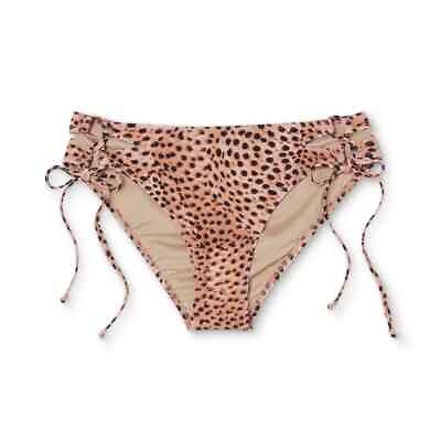 Shade amp; Shore Women#x27;s M 8 10 Lace Up Cheeky Animal Print Bikini Bottom $13.99